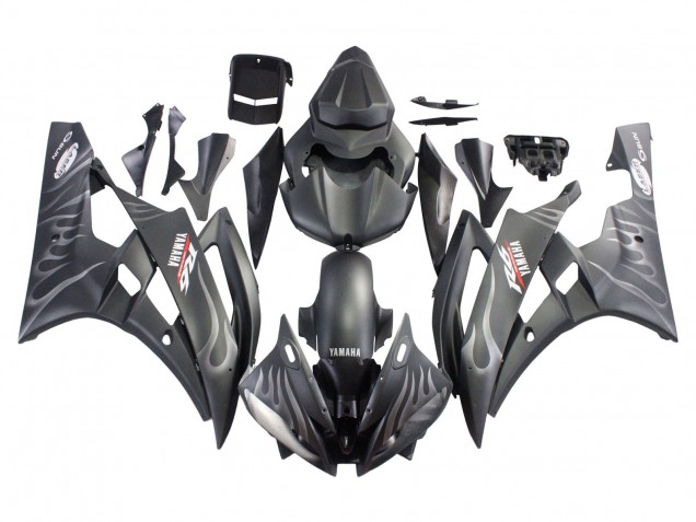 Carenados Moto Yamaha YZF 600 R6 2006-2007 - Negro Mate Plata Llama