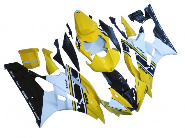 Carenados Moto Yamaha YZF 600 R6 2006-2007 - Amarillo Blanco Negro Brillante Motul