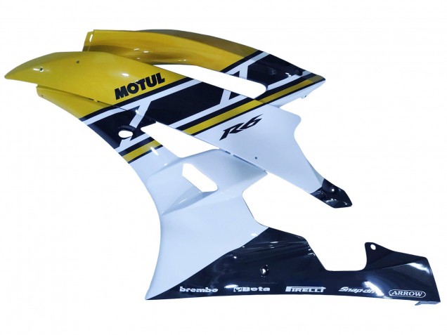 Carenados Moto Yamaha YZF 600 R6 2006-2007 - Amarillo Blanco Negro Brillante Motul