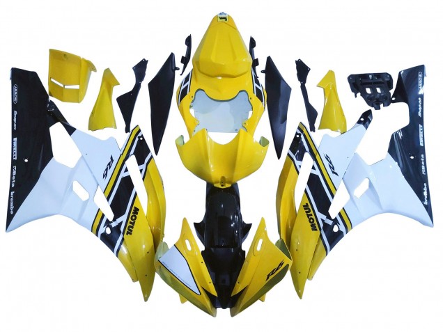 Carenados Moto Yamaha YZF 600 R6 2006-2007 - Amarillo Blanco Negro Brillante Motul