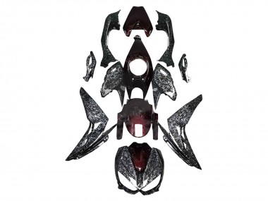 Carenados Moto Kawasaki Z1000 2014-2019 - Negro Rojo Falsificado FibraCarbono