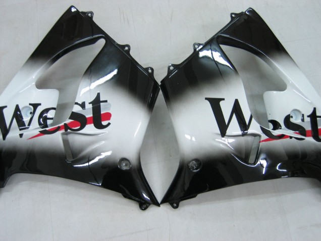 Carenados Moto Kawasaki ZX9R 2000-2001 - Negro Brillante Blanco West