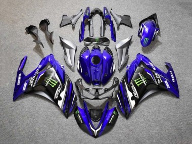 Carenados Moto Yamaha YZF R3/R25 2015-2018 - Azul Plata Negro Monstruo