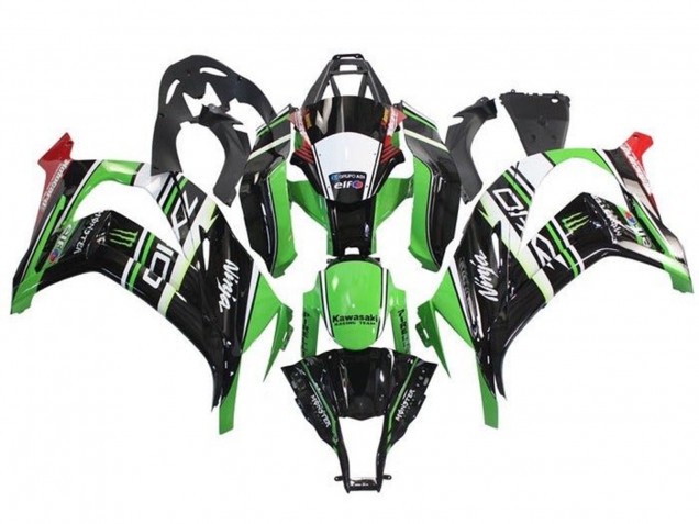 Carenados Moto Kawasaki ZX10R 2011-2015 - Verde Negro Blanco Rojo Raya Monstruo
