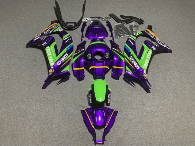 Carenados Moto Kawasaki ZX10R 2016-2020 - Púrpura Verde Trick Star Kobelco