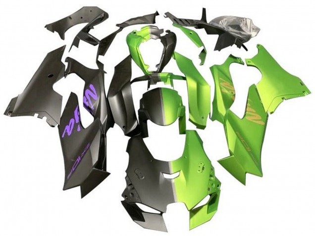 Carenados Moto Kawasaki ZX10R 2021-2025 - Negro Mate Verde Mate Dividir