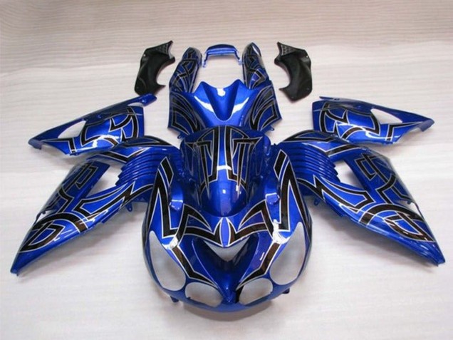 Carenados Moto Kawasaki ZX14R ZZR1400 2006-2011 - Azul Negro Plata Tribal