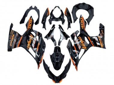 Carenados Moto Kawasaki Ninja 400 2018-2024 - Negro Brillante Naranja Gris