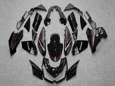 Carenados Moto Kawasaki Z1000 2010-2013 - Negro Brillante Rojo Raya
