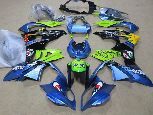 Carenados Moto BMW S1000RR 2009-2014 - Azul Verde Negro Tiburón