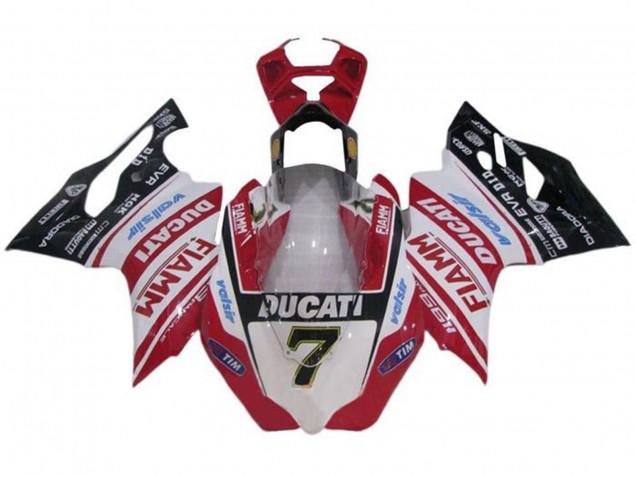 Carenados Moto Ducati Panigale 1199 2011-2014 - Blanco Rojo Negro Brillante Fiamm Tim 7