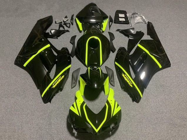 Carenados Moto Honda CBR1000RR 2004-2005 - Negro Brillante Alta Visibilidad Amarillo Raya