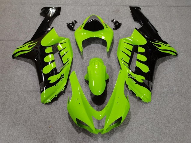 Carenados Moto Kawasaki ZX6R 2007-2008 - Verde Negro Llama