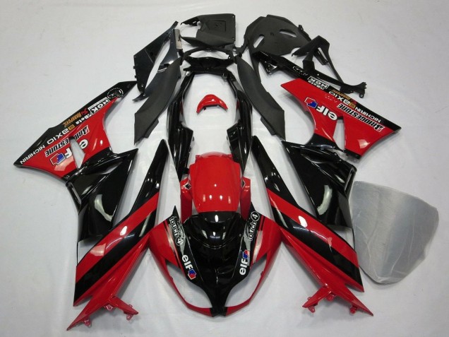 Carenados Moto Kawasaki ZX6R 2009-2012 - Rojo Negro Brillante Elf Touch4 Bridgestone
