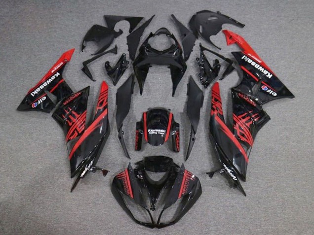 Carenados Moto Kawasaki ZX6R 2009-2012 - Negro Brillante Rojo Monstruo