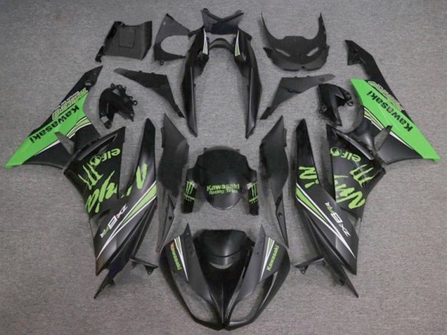 Carenados Moto Kawasaki ZX6R 2009-2012 - Negro Mate Verde Monstruo
