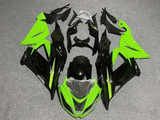 Carenados Moto Kawasaki ZX6R 2013-2018 - Verde Claro Negro Brillante
