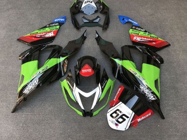 Carenados Moto Kawasaki ZX6R 2013-2018 - Verde Negro Rojo Blanco Motocard 66