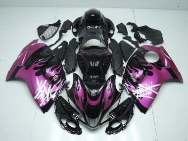 Carenados Moto Suzuki GSXR 1300 Hayabusa 2008-2020 - Negro Brillante Púrpura Llama