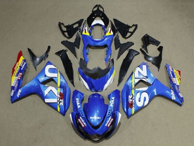 Carenados Moto Suzuki GSXR 1000 2009-2016 - Azul Blanco Amarillo Raya