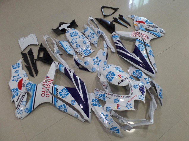 Carenados Moto Suzuki GSXR 600 / GSXR 750 2008-2010 - Blanco Azul Flower Rojo Nastro Azzurro
