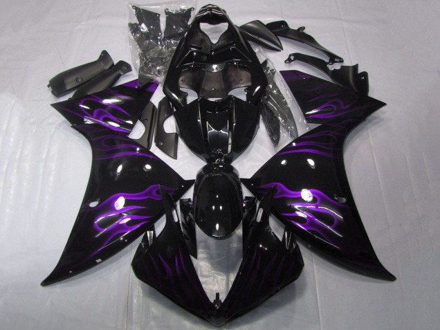 Carenados Moto Yamaha YZF 1000 R1 2009-2011 - Negro Brillante Púrpura Llama