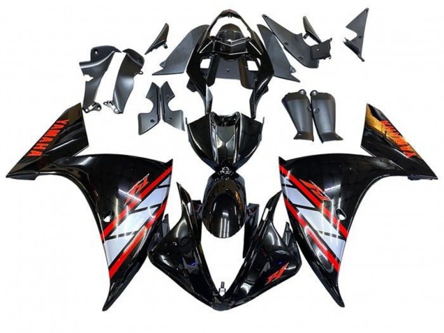 Carenados Moto Yamaha YZF 1000 R1 2009-2011 - Negro Brillante Plata Rojo Raya