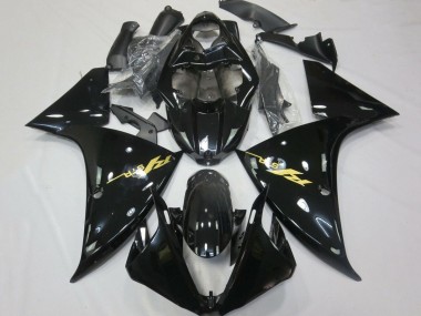 Carenados Moto Yamaha YZF 1000 R1 2012-2014 - Negro Brillante Oro Calcomanías