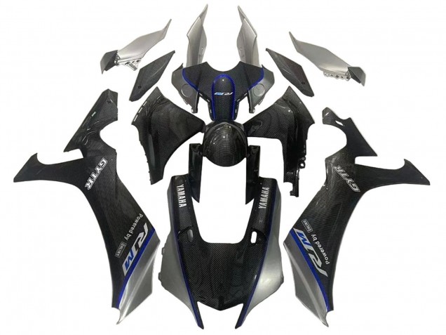 Carenados Moto Yamaha YZF 1000 R1 2020-2025 - Falso FibraCarbono Plata Azul