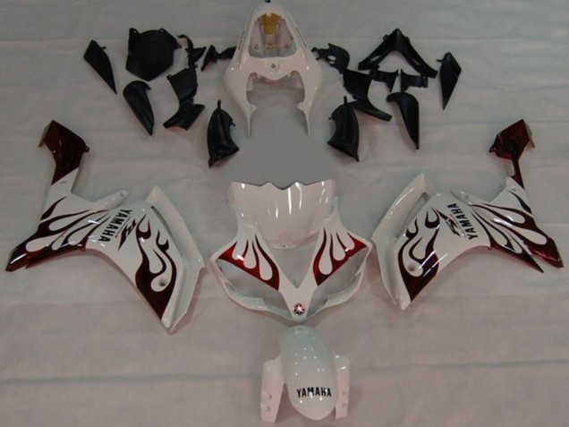 Carenados Moto Yamaha YZF 1000 R1 2007-2008 - Blanco Rojo Negro Llama