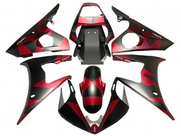 Carenados Moto Yamaha YZF R6 2003-2004 - Rojo Negro Mate Geométrico