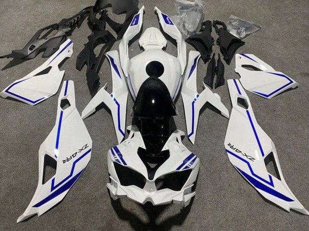 Carenados Moto Kawasaki ZX4R ZX-4RR 2019-2026 - Blanco Azul Raya