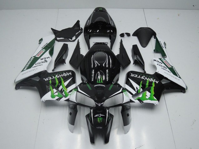 Carenado Moto Honda CBR600RR 2005-2006 - Negro Brillante Blanco Verde Monstruo