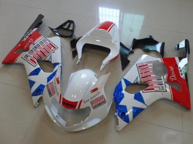 Carenados Moto Suzuki GSXR 1000 2000-2002 - Blanco Rojo Azul Estrella