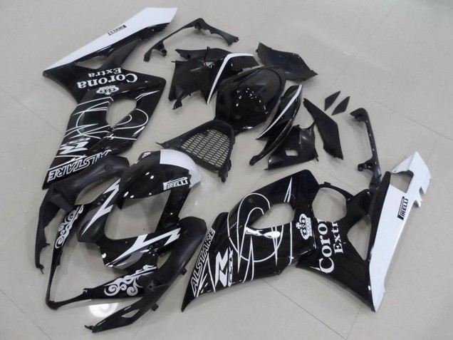 Carenados Moto Suzuki GSXR 1000 2005-2006 - Negro Brillante Blanco Corona