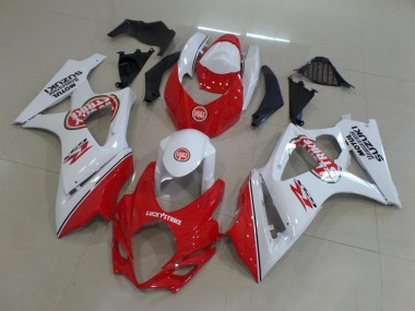 Carenado Moto Suzuki GSXR 1000 2007-2008 - Blanco Rojo Lucky Strike