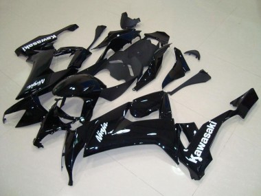 Carenado Moto Kawasaki ZX10R 2008-2010 - Negro Brillante Blanco Calcomanía