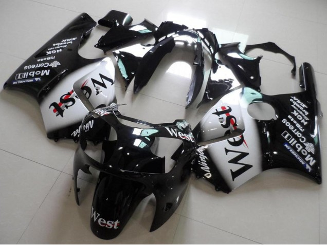 Carenados Moto Kawasaki ZX12R 2000-2001 - Negro Brillante Blanco West