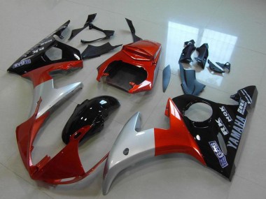 Carenados Moto Yamaha YZF R6 2003-2004 - Rojo Plata Negro Brillante