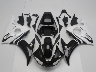 Carenado Moto Yamaha YZF R6 2003-2004 - Blanco Negro Brillante