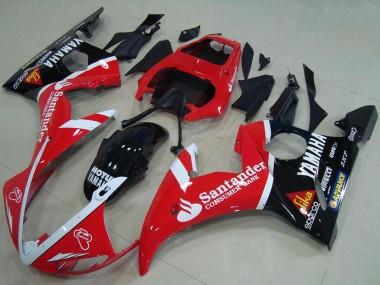 Carenados Moto Yamaha YZF R6 2003-2004 - Rojo Blanco Negro Brillante Santander Motul