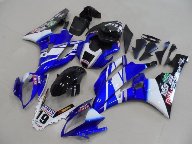 Carenados Moto Yamaha YZF R6 2006-2007 - Blanco Azul Negro Brillante Fimer Yamalube