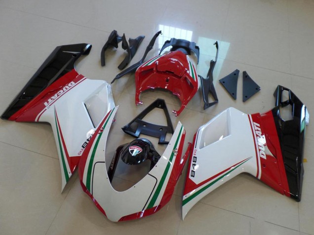 Carenado Moto Ducati 848 2007-2014 - Blanco Rojo Verde Negro Brillante