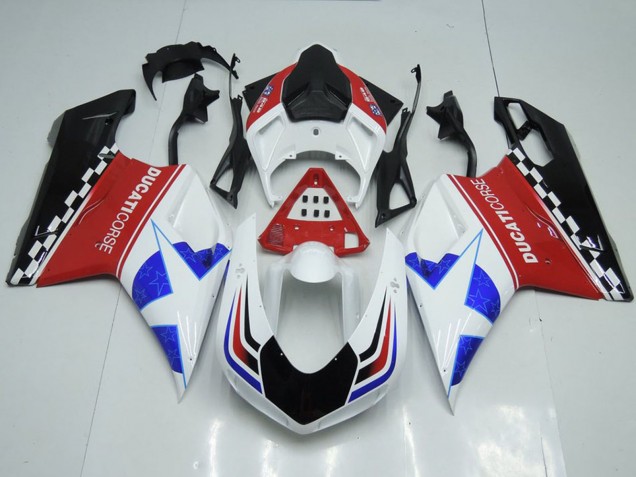 Carenados Moto Ducati 848 1098 1198 2007-2014 - Blanco Rojo Azul Negro Brillante Corse