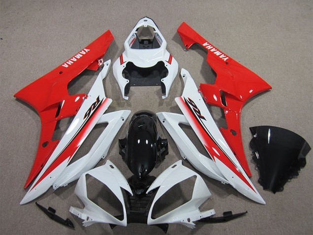 Carenado Moto Yamaha YZF R6 2006-2007 - Blanco Rojo Negro Brillante