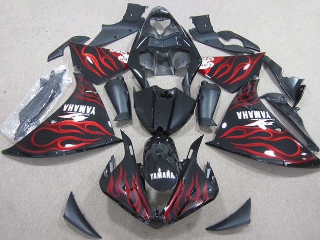 Carenados Moto Yamaha YZF R1 2012-2014 - Negro Brillante Rojo Llama