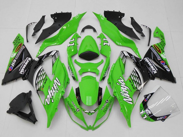 Carenados Moto Kawasaki ZX6R 2013-2018 - Verde Blanco Plata Negro Elf Touch4 Bridgestone 11
