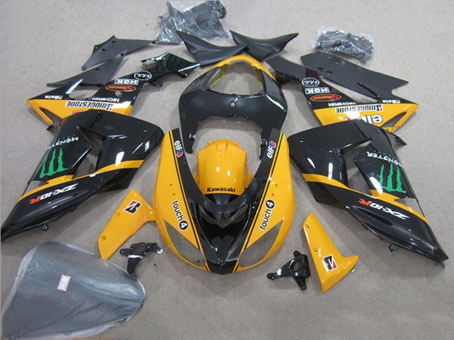 Carenados Moto Kawasaki ZX10R 2006-2007 - Negro Brillante Amarillo Verde Touch4 Monstruo