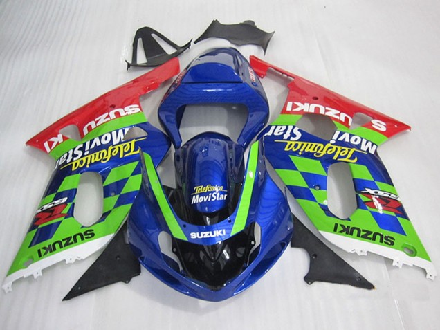 Carenados Moto Suzuki GSXR 600 2001-2003 - Azul Verde Rojo Telefonica MoviStar