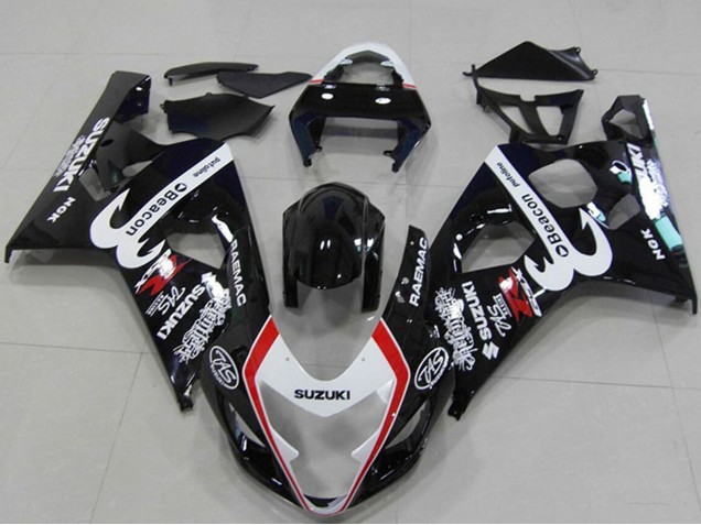 Carenados Moto Suzuki GSXR 750 2004-2005 - Negro Brillante Blanco Rojo Faro
